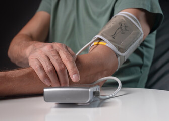 Blood pressure monitoring and checking by modern tool for heart health control.