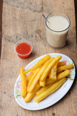 Soybean fried famous local food and snack of Pang Ung; look like french fries but made from mashed soybean in Mae Hong Son, north of Thailand.