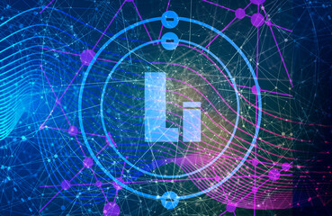 Lithium chemical element. Sign with atomic number and atomic weight.
