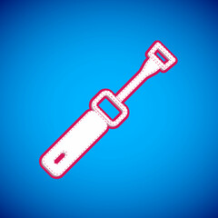 White Screwdriver icon isolated on blue background. Service tool symbol. Vector