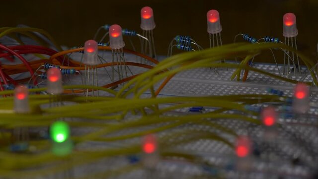 Science project of LED diodes flashing in a row