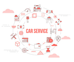 car services concept with icon set template banner and circle round shape