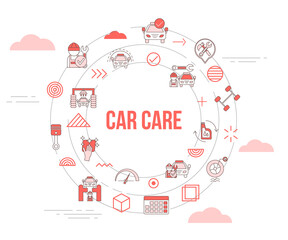 car care concept with icon set template banner and circle round shape
