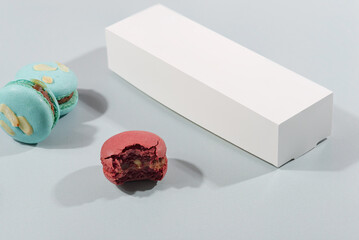 macarons in gift box mockup on a light background