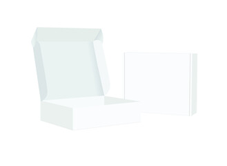 Blank packaging boxes - Open and closed mockup isolated on white background 