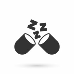 Grey Sleeping pill icon isolated on white background. Vector