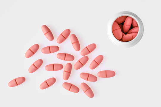 Overhead view of multi vitamin comples pills