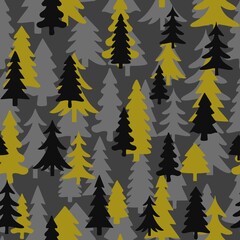
Christmas trees pattern vector seamless print, forest dark camouflage, new year print.