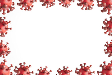 Frame of model corona virus, covid-19, red on white background