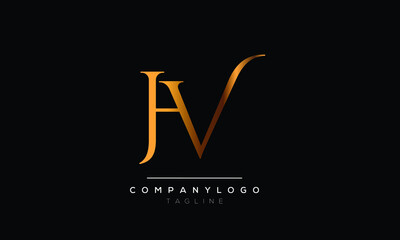 Abstract Letter Initial HV VH Vector Logo Design Template