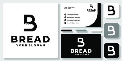 Initial Letter B Bread Food Bakery Cake Meal Lunch Restaurant Logo Design with Business Card Template © sore.studios