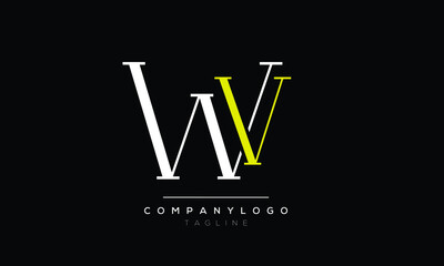 Abstract Letter Initial wv vw w v Vector Logo Design Template