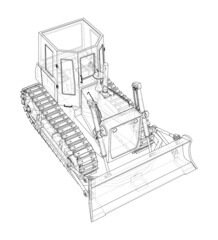 Earth mover, bulldozer. Vector rendering of 3d