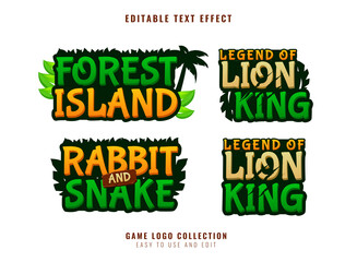funny cartoon jungle game logo title collection text effect © didik