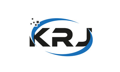 dots or points letter KRJ technology logo designs concept vector Template Element