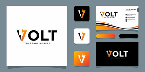 Volt power logo design with business card design