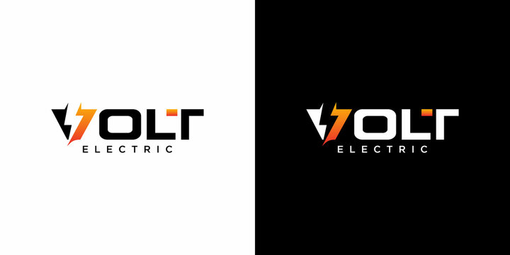 Abstract Vector Volt Logo in two color variations. Premium Logotype design for luxury company branding.