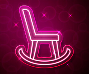 Glowing neon line Armchair icon isolated on red background. Vector