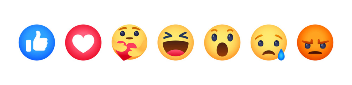 Facebook Emoticon Emoji Icon Buttons, Vector Editorial Illustration