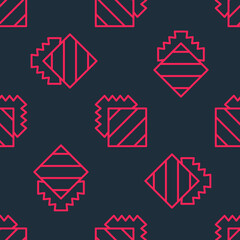 Red line Layers clothing textile icon isolated seamless pattern on black background. Element of fabric features. Vector