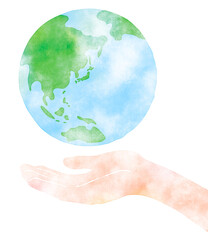 地球を持つ手（環境保護のイメージ）