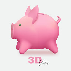 3D colorful piggy bank isolated on white.