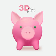 3D colorful piggy bank isolated on white.