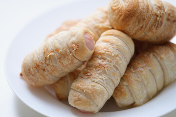Sausage dough on a plate, culinary product