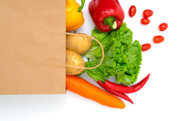 Fresh vegetables in paper bags