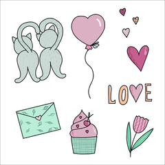 set of hand drawn hearts