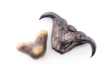 Water caltrops or Water Chestnut on white background.