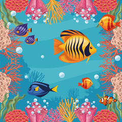Naklejka premium seven fishes and seaweed
