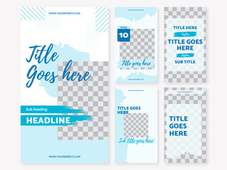 Social media instagram, facebook, pinterest cover template, stories travel, holiday & vacation with blue colors design vector template ai & eps 10