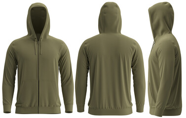Hoodies, UP, Olive , 3D render Full Zipper Blank male hoodie sweatshirt long sleeve, men's 