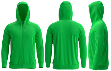 Hoodies, UP, GREEN, 3D render Full Zipper Blank male hoodie sweatshirt long sleeve, men's 