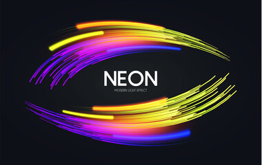 Motion striped light effect with fluid color. Abstract shining wave background. Magic screen design