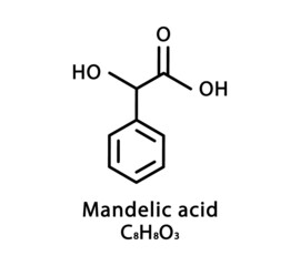 Mandelic acid molecular structure. Mandelic acid skeletal chemical formula. Chemical molecular formula vector illustration