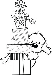  christmas  dog coloring page