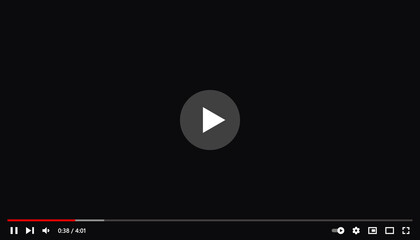 Full frame video player element mockup template. Video player interface design template for social media webpage.