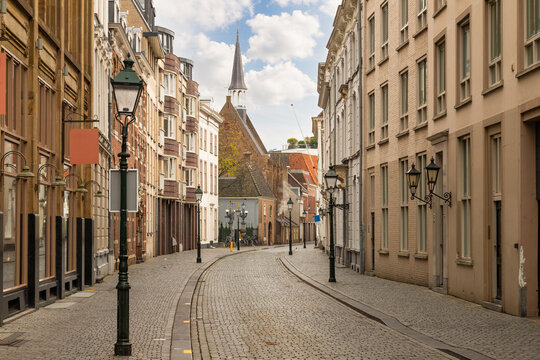 Narrow street in the center of the city of Breda.
