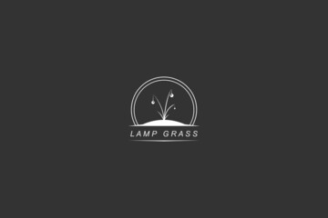 Lamp Grass White Black Logo Design Vector