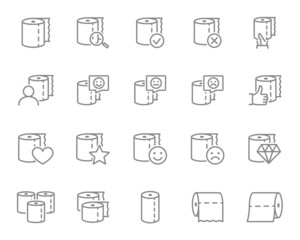 Set of toilet paper line icons. Wet wipes, toilet rolls, layered napkin, wet tissue, paper roll and more.