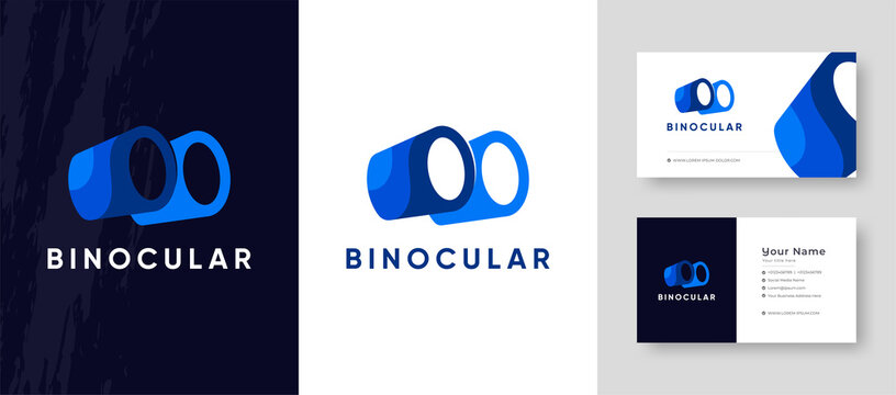 Abstract colorful style Binocular zoom Company Logo with Business Card Design Fresh or Clean Editable Template