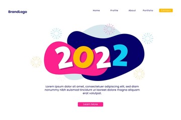 Colorful design 2022 happy new year landing page. Illustration for websites, landing pages, mobile applications, posters and banners