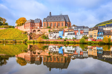 Saarburg, Germany. Old town on the hills of Saar river valley.