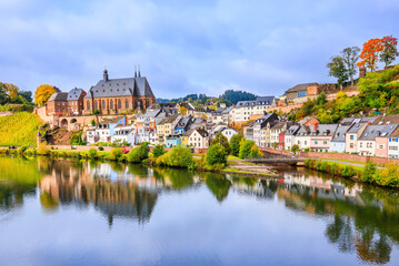 Saarburg, Germany. Old town on the hills of Saar river valley. - obrazy, fototapety, plakaty