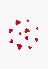 Red Hearts Vector Transparent Backgound. Birthday