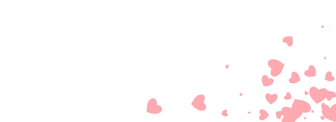 Pink Heart Vector Panoramic White Backgound.