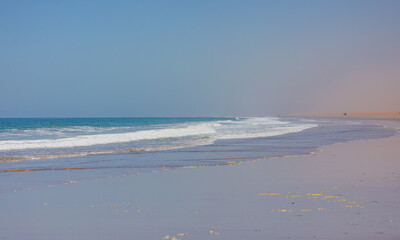 The Namib desert along side the Atlantic ocean coast at amazing purple sunset - Namibia, Southern Africa