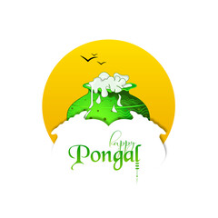 vector illustration of Happy Pongal Holiday of Tamil Nadu South India.